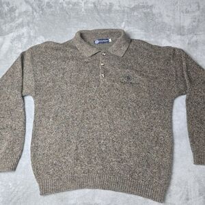 Smith & Wesson Brown Knit Polo Sweater M Made in USA Alpaca Wool
